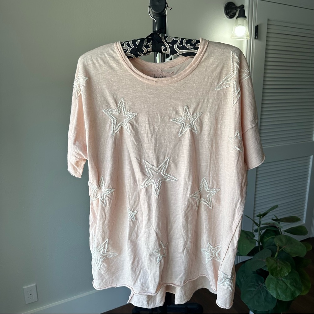 Women’s Kyla Seo Light Pink Star Embellished Women's Top NWOT M